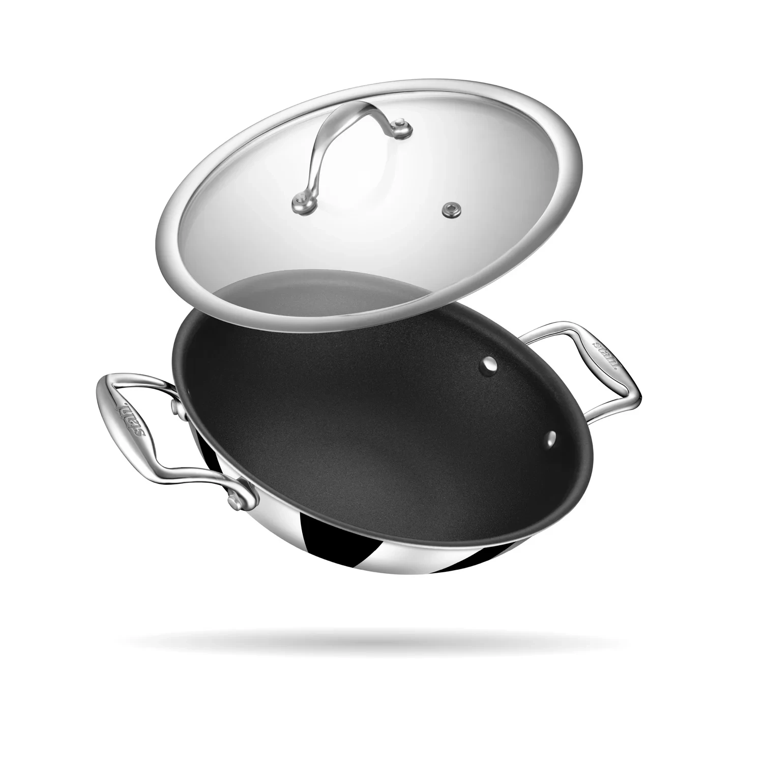 TurboCuk Tri-ply Stainless Steel Cookware Set: 3L Kadai with Lid + 1.4L Fry Pan, Premium Quality, 3 Layer Thick Body, 100% Toxin-free, Non-stick, Induction & Gas