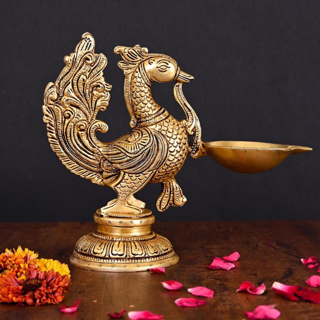 Brass Peacock Diya